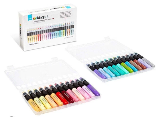 ¡NUEVO! Juego de 24 palos de gel de medios mixtos de artista KING ART de 24 colores pastel