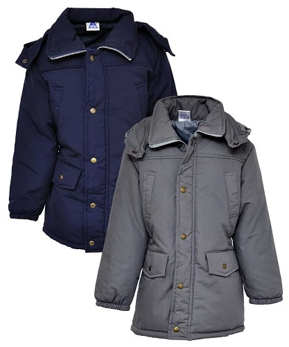 New Girls Kids Padded Parka Jacket School Coat Navy Grey Age 6 7 8 9 10 11 12