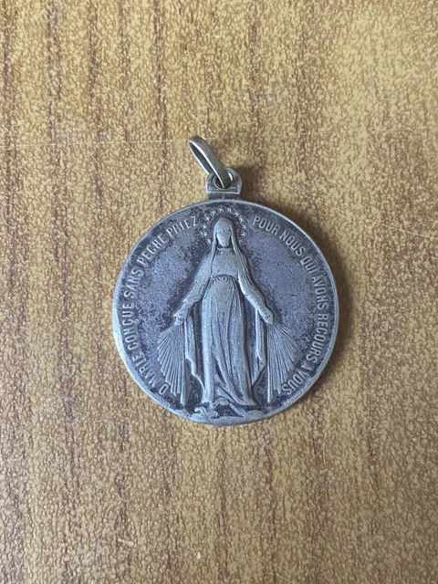 Pendentif Médaille Argent Les Enfants de Marie Vierge Miraculeuse XIXè