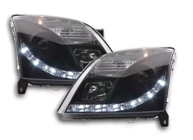 FK Set LED Lightbar Halo Headlights DRL Opel Vauxhall Vectra C 02-05 black LHD