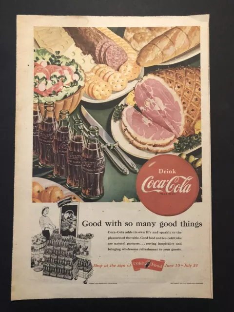 1950’s Coke Coca-Cola Holiday Dinner Colored Magazine Ad