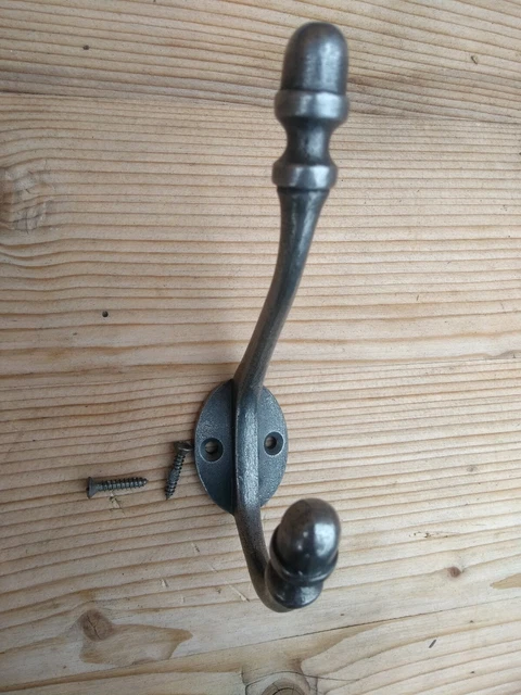 5 Inch Cast Iron Acorn Coat Hook, Antique Iron Finish