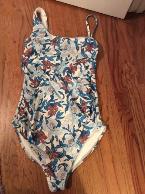 Old Navy Maternity Swimsuit One Piece Large blue floral convertible strap EUC