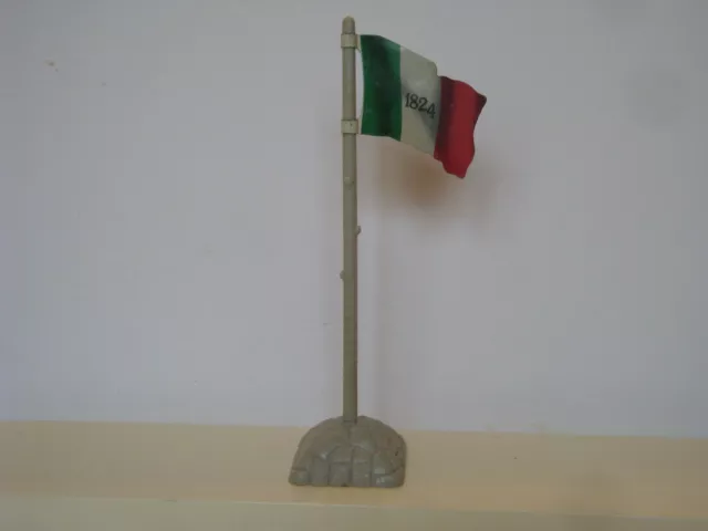 Marx Heritage Alamo / Tin Litho Texan Flag w/ Plastic Pole & Base