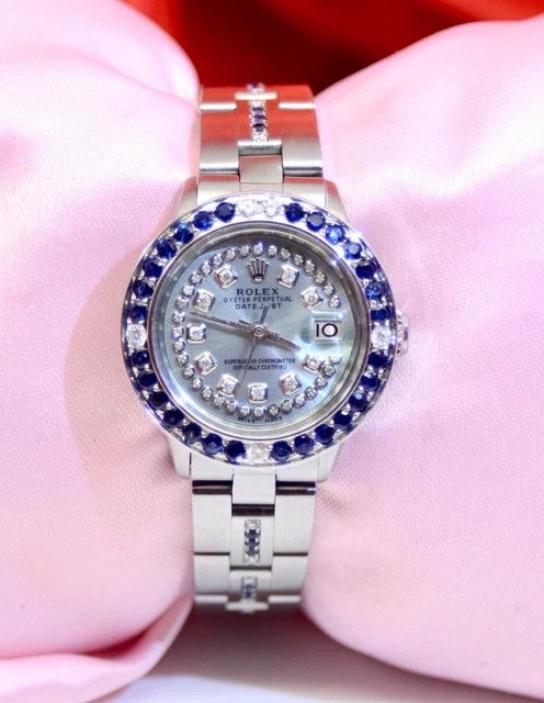 Ladies Rolex Oyster Perpetual DateJust Stainless Steel watch w/Diamonds,Sapphire