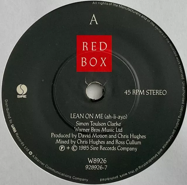 Red Box - Lean On Me - 7” Vinyl Single