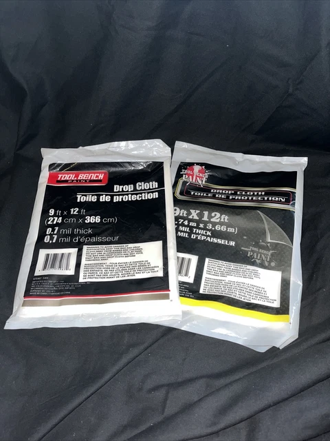 Tool Bench Plastic Drop Cloths, 9' x 12’ x 0.7 Mil. NEW & On SALE! X2
