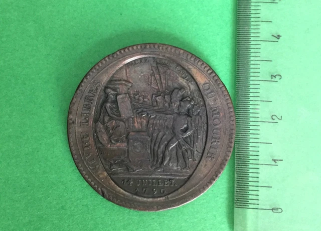 1792 Rivoluzione Francia Medaglia De Confiance da 5 Sols Giuramento Originale