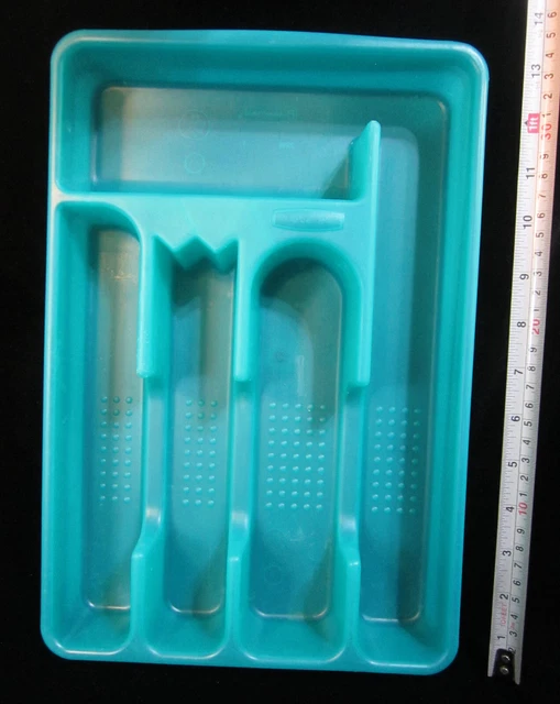 Rare TEAL Vintage RUBBERMAID 2919 SILVERWARE Flatware Storage TRAY Organizer Bin