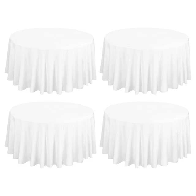 fani 4 Pack 120 Inch Round Tablecloth, White Polyester Fabric Table Cloth for...