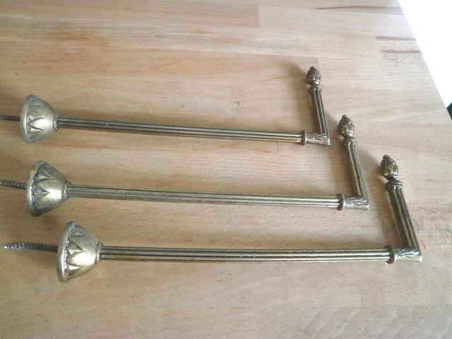 Lot 2 Ancien Crochet en Laiton Vintage Cuisine Porte Embrasse embrase Rideaux