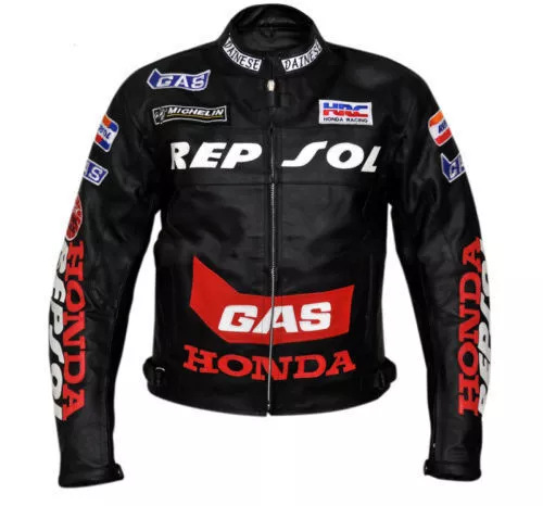 HONDA REPSOL Veste en Cuir de Motard Veste Motard en Cuir Veste en Cuir de Moto