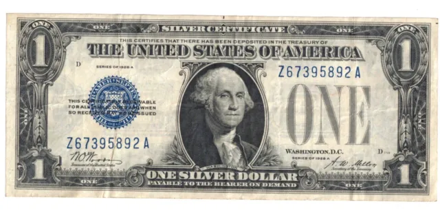 1928-A Fr. 1601 $1.00 Funny-Back Silver Certificate MELLON/WOODS CRISP!