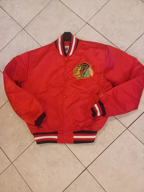 Rare Vintage Starter NHL Chicago Blackhawks Hockey Satin Jacket Mens Large