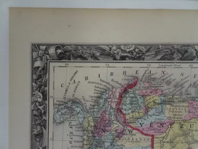 S Augustus Mitchell Hand Colored 1860 map Venezuela Guiana Equador Argentinia B1 2