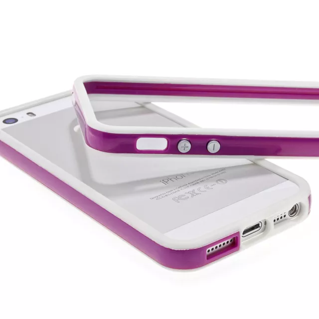 Custodia protettiva bumper Apple iPhone 5 5s SE case cover viola bianco 2