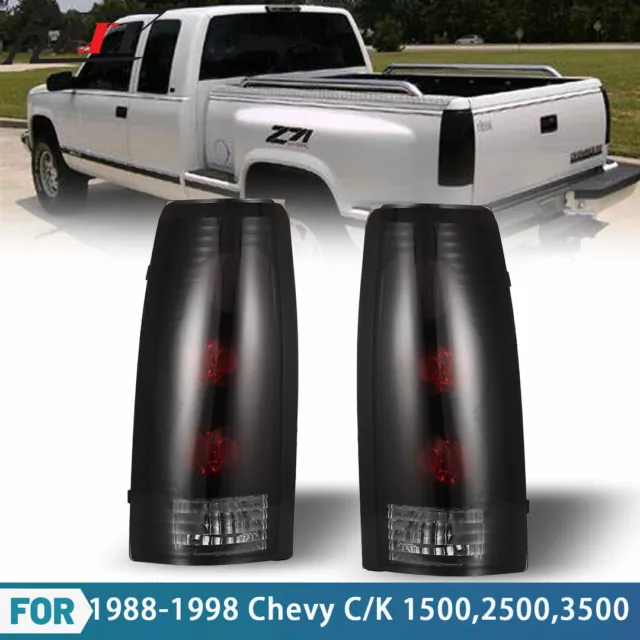 For 1988-1998 Chevy GMC C/K 1500 2500 3500 Tail Lights 88-98 Chevy Black Smoke