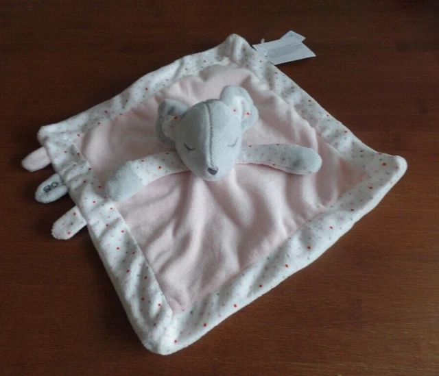 T1N / doudou plat souris rose blanc pois OBAIBI neuf