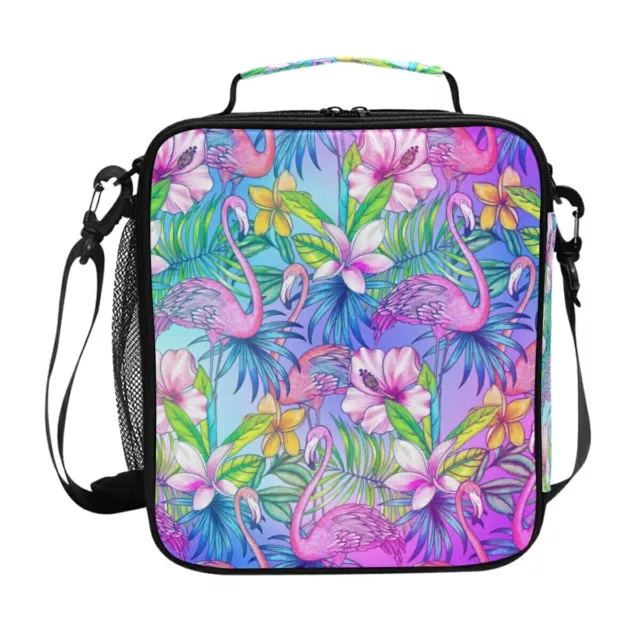 Lunch Bags for Boys Girls Pink Flamingo Tropical Bird Flower Reusable Insulat...