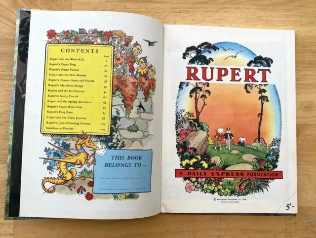 Rupert Annual 1958 Not inscribed Not Price Clipped Painting & Puzzle untouched 3