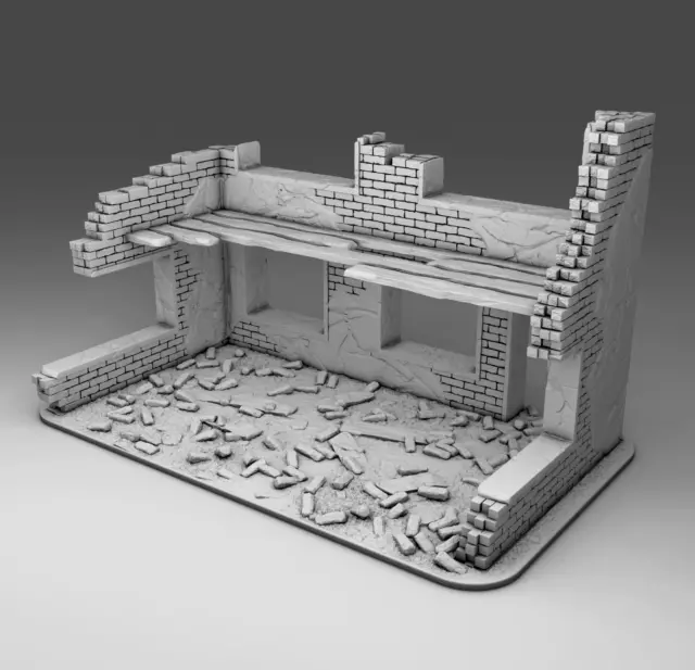 Impréssion 3D Décors WW2 Bâtiment en ruine 6