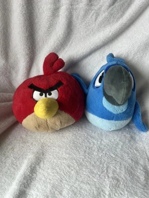 Angry Birds Red Bird & Rio Blue Macaw Plush Stuffed Toy 8"