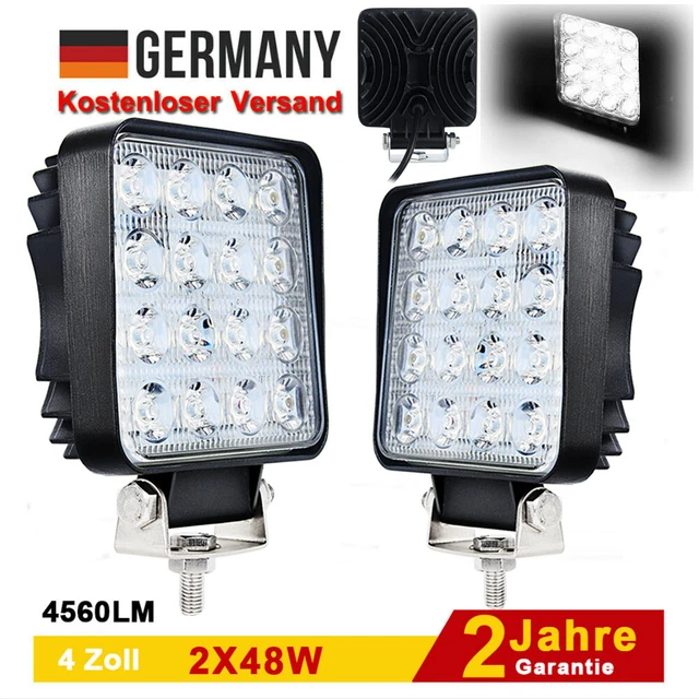 Sporgo LED Arbeitsscheinwerfer, 2 Stück 48W LED Offroad Reflektor Zusatzscheinwerfer, 12V 24V