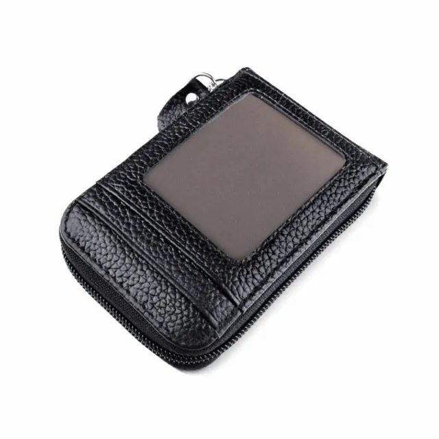 Men's Wallet Genuine Leather Credit Card Holder RFID Blocking Zipper Thin Pocket 7
