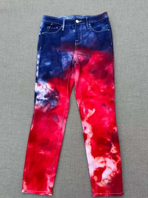 Mossimo Jeans Women's 0/25r High Rise Jegging Distressed Denim Tie Dye