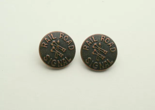 2 1950s Railroad Signal Uniform Train Button NOS Mint Novelty?