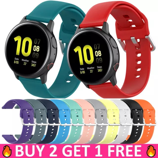 For Samsung Galaxy Watch 3 41mm Active 2 40mm 44mm Silicone 20mm Band Strap