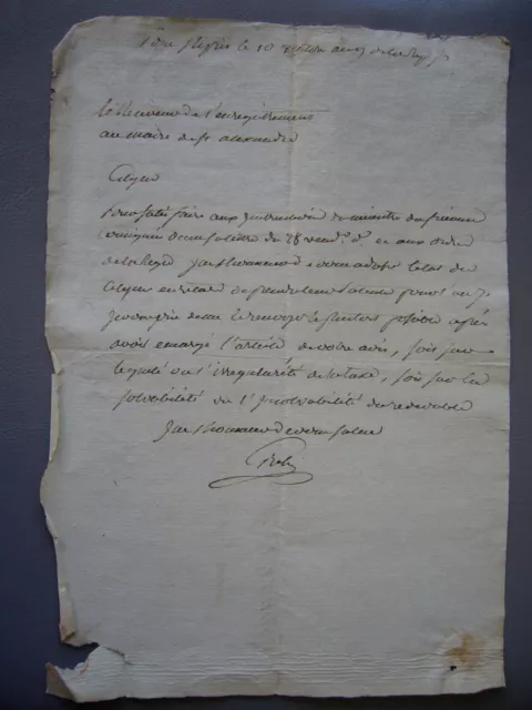 Lettre - Vieux Papier - Au Maire de  Saint Alexandre Gard - 10 Ventose  An 9