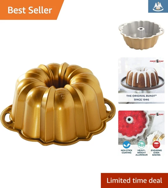 Heritage Anniversary Bundt Pan: Gold Aluminum - Durable & Multi-Purpose - 12 Cup