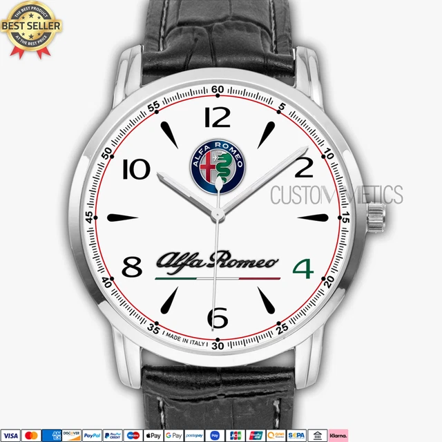 Alfa Romeo Logo Emblem AR15 Quartz Watch Analog Stainless Steel Men's Wristwatch