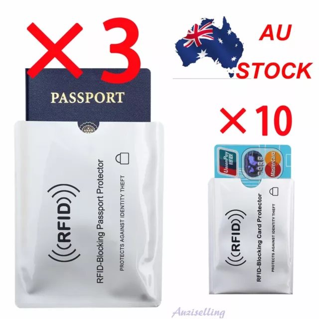 Quality 3 x Passport ,10 x RFID Blocking ID Credit Card Protector Sleeve holder