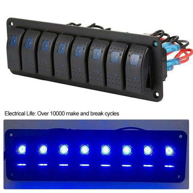 Pannello Interruttori A Bilanciere 7 Vie, 12V/24V, Con Caricatore USB E Voltmetro LED, Impermeabile IP66, Per Auto, Camper, Barca, UTV, Pannello Di Controllo - 3
