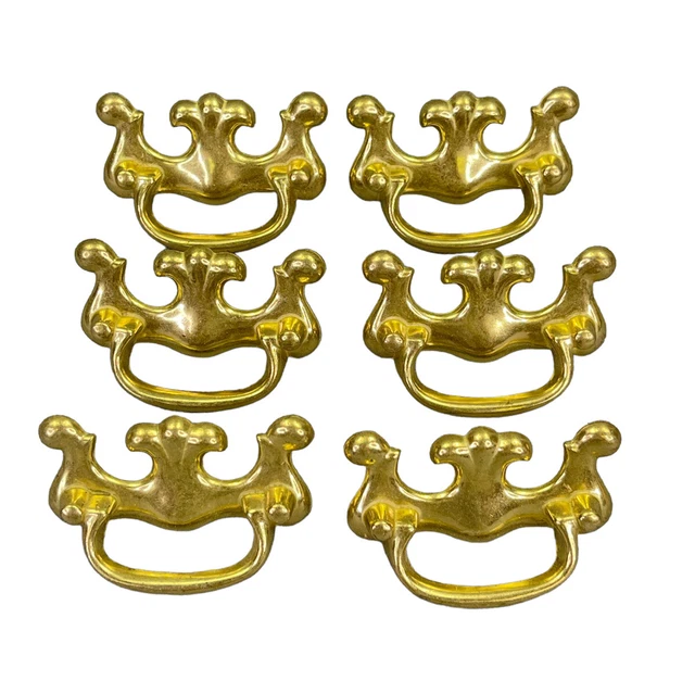 VINTAGE SET OF 6 Brass Tone Furniture Hardware, Salvaged KBC 3" KBC