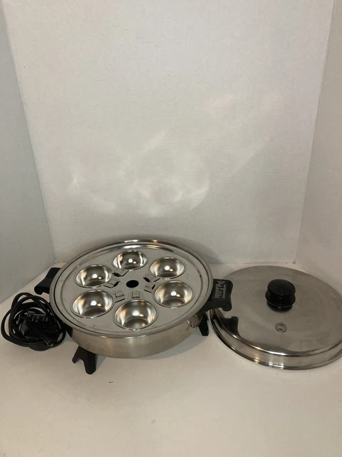 SALADMASTER 11" Electric Skillet #7817 Vapo Lid, Egg Poacher Rack & Power Cord SALADMASTER 11" Electric Skillet #7817 Vapo Lid, Egg Poacher Rack & Power Cord