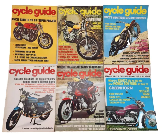 Cycle Guide Motorcycle Magazine Vintage 1971 Issues - May, July, August, Sept