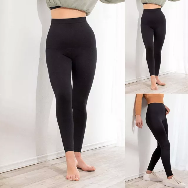 Leggings neri donna vita alta shaper controllo pancia silicone antiscivolo