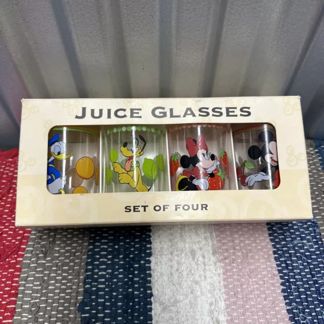 Walt Disney World At Home Juice Glasses Set Of 4 NEW In Box