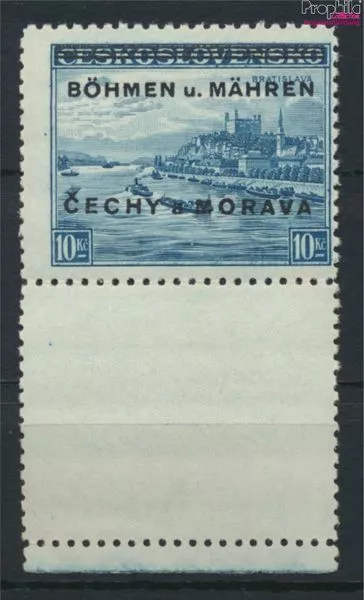 Briefmarken Böhmen und Mähren 1939 Mi 19LS mit Leerfeld postfrisch(9475456