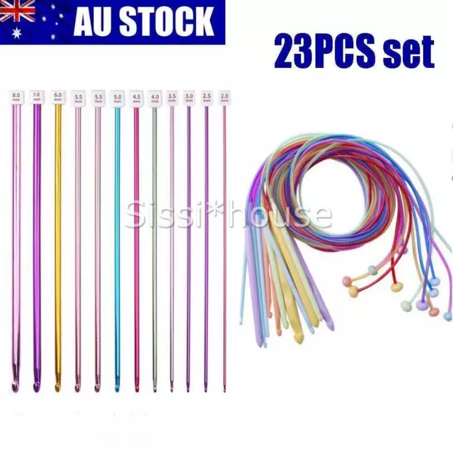 23 Pcs Tunisian Crochet Hook Set Include Plastic Cable Afghan Crochet Hook  and Tunisian Afghan Aluminum Knitting Needles 