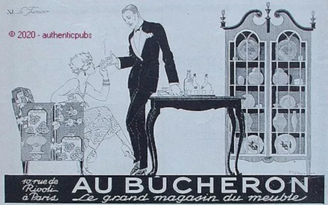 Publicite Au Bucheron Xi Le Fumoir Signe Rene Vincent De 1925 Ad Pub Art Deco