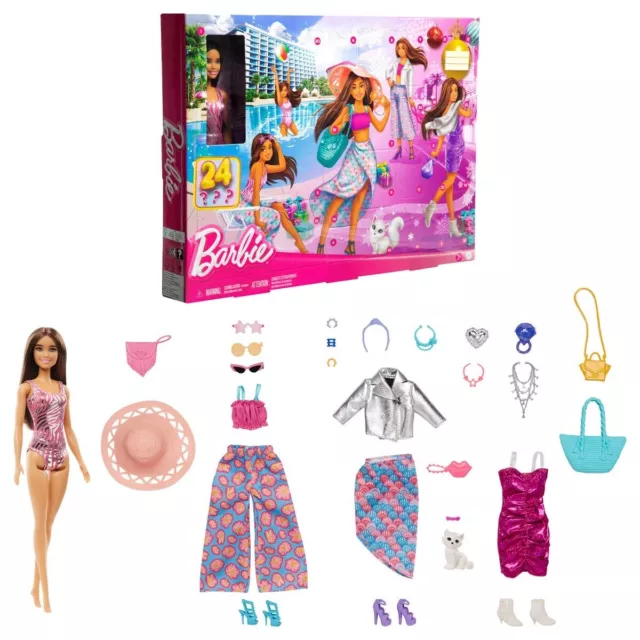Barbie Fashion Advent Calendar, Doll, 24 Clothing and Accessory Suprises 2023