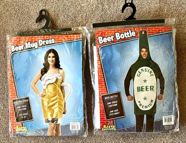 Beer Bottle And Beer Mug Adult Costumes ~ Duo Pair ~ Rasta Imposta ~ New Package