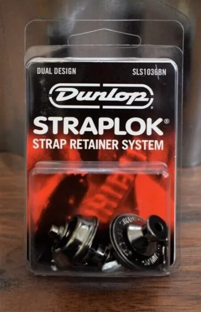 Dunlop Straplok SLS1036BN Dual Design Strap Lock Black Nickel Straplock Retainer