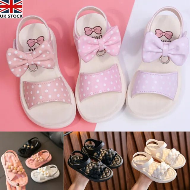 Girls Flower Flat Sandals Summer Toddler Baby Kids Flower Princess Shoes Size