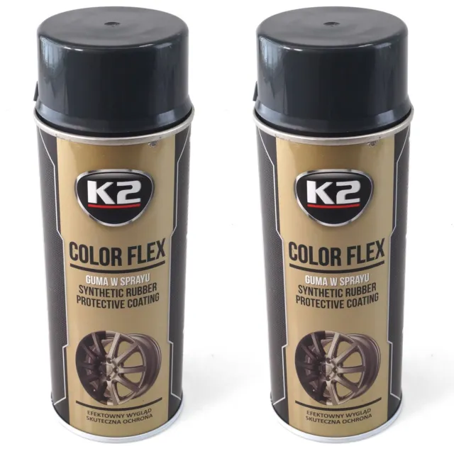 2x K2 Color Flex Pulvérisation Film Auto de Jantes Charbon 400ml L343CR