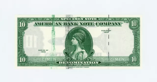 American Bank Note Company "10" Denomination 1929 Specimen CU